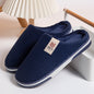 Solid Color Striped Slippers For Women Thick-soled Anti-slip Indoor Warm Plush Home Shoes Couple Women Men Slipper Winter