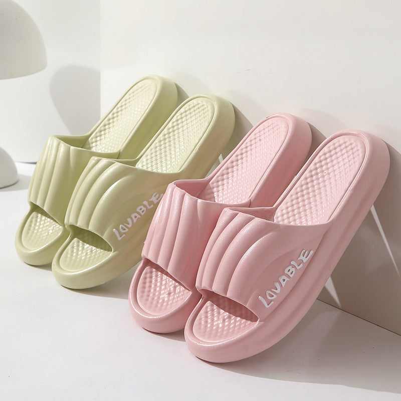 Summer Stripe Letter Design Home Slippers Thick Sole Non-slip Floor Bathroom Slipper For Women Men House Shoes