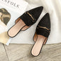 Spring New Pointed Cool And Half Slippers Female Baotou Flat-bottomed Casual Wear Large Size 41-42 Muller Shoes 295-3