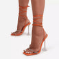 Fashion Square Toe High-heeled Sandals Women With Thin Straps