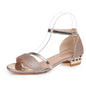 All-match Women's Sandals With Bright Leather Low-heel Buckle