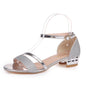 All-match Women's Sandals With Bright Leather Low-heel Buckle