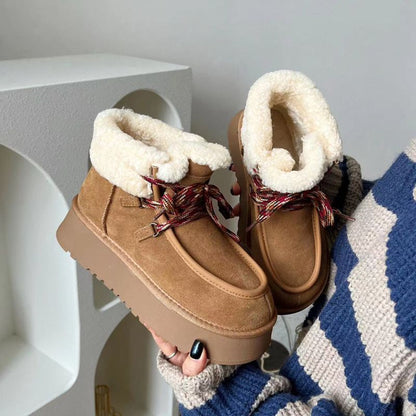 Women's Thick Bottom Increased By Woolen Slipper And Thickened By Warm Snow Boots