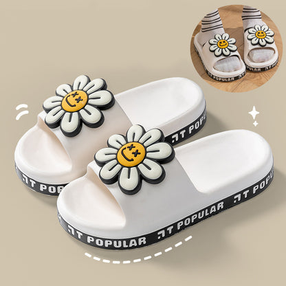 Summer Flower Slippers Women New Fashion Letter Garden Shoes Indoor Anti-Slip Floor Bathroom Bathing Home Slipper