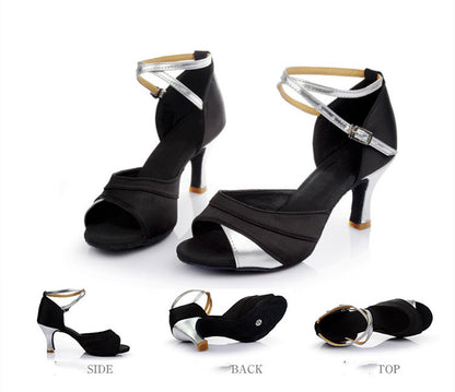 New Splicing Mid-high Heel Latin Dance Shoes