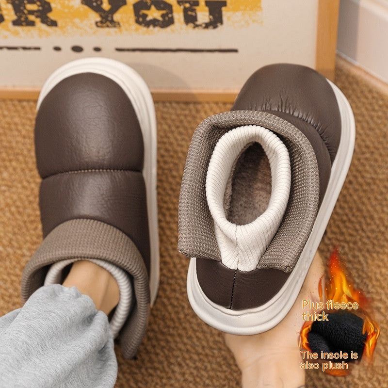 Snow Boots Men's Winter Warm Fur Integrated Waterproof Non-slip Home Cotton Slippers