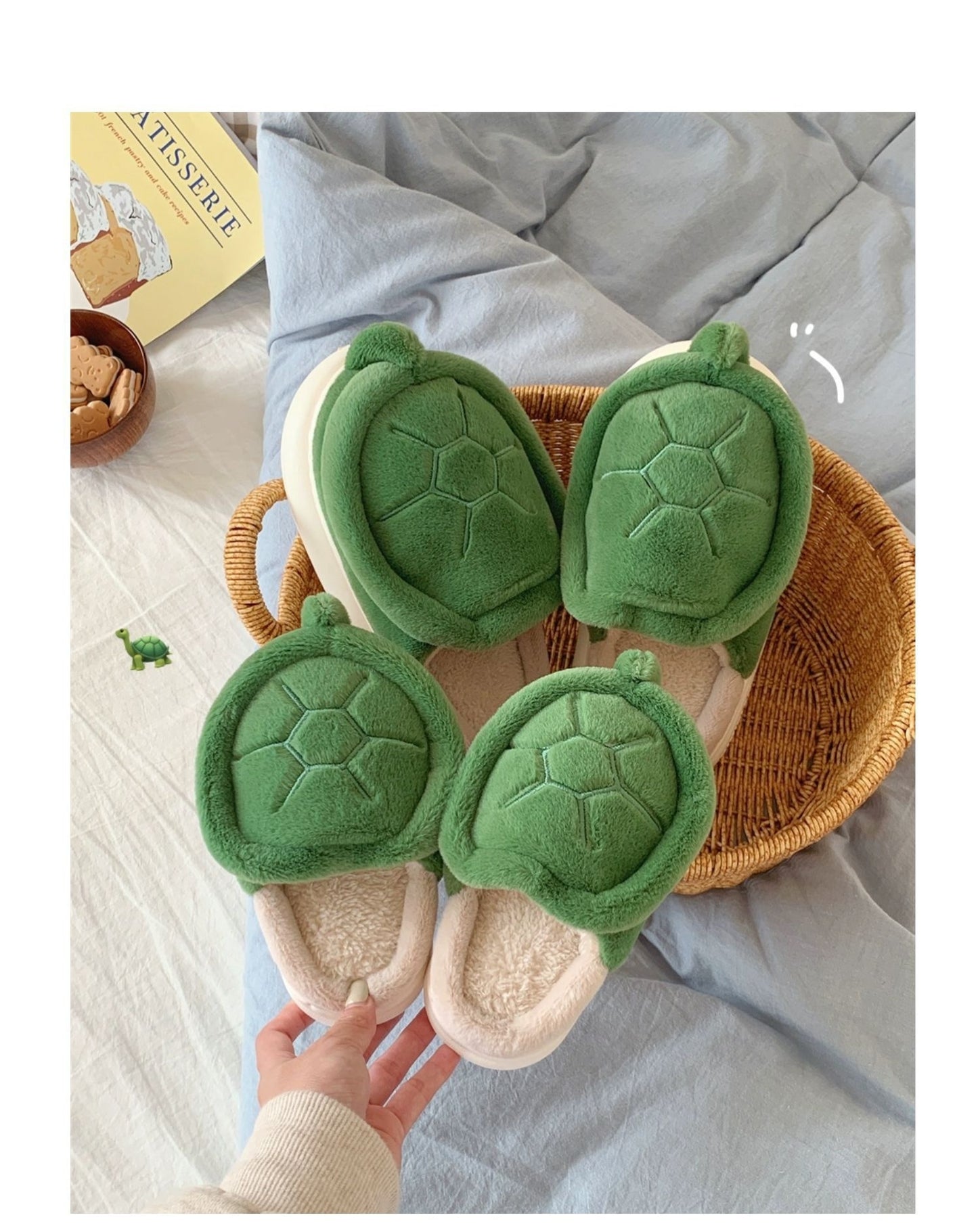 Fleece-lined Creative Little Turtle New Soft Soled Cotton Slipper