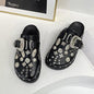 Toe Cap Semi Slipper New British Retro Platform Rivet Flat Shoes