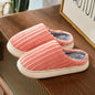 Fashion Corduroy Stripe Slippers For Women Warm Winter House Shoes Indoor Floor Bedroom Solid Color Non-slip Plush Slippers