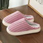 Fashion Corduroy Stripe Slippers For Women Warm Winter House Shoes Indoor Floor Bedroom Solid Color Non-slip Plush Slippers