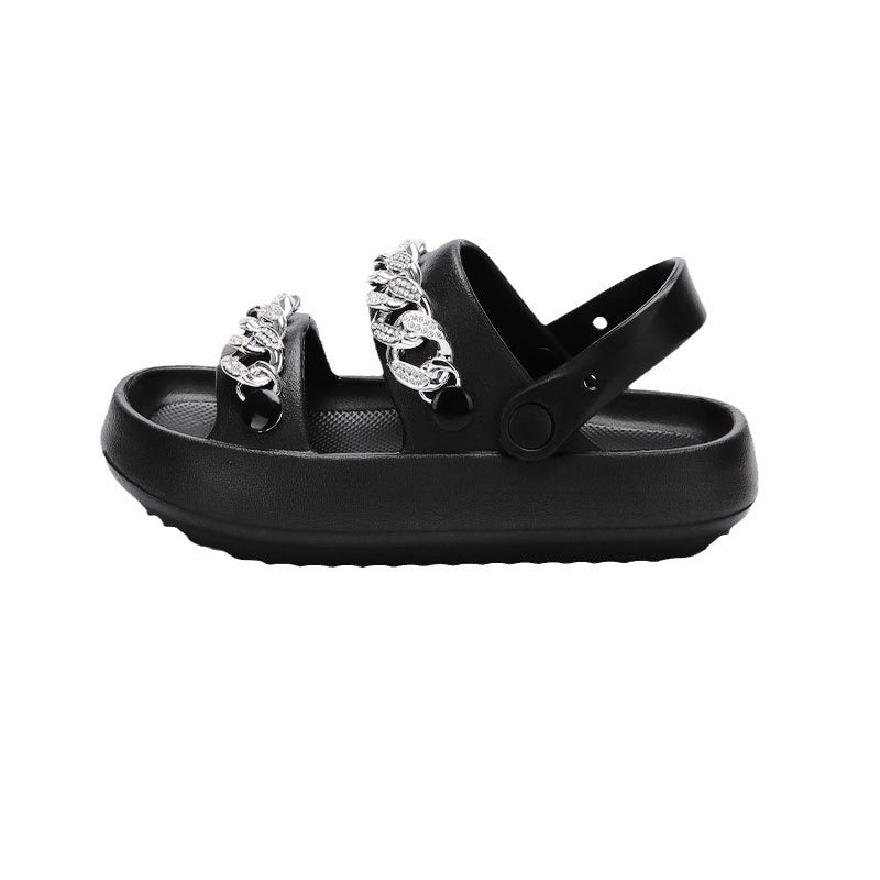 Chains Thick-soled Slippers For Women Indoor Floor House Shoes Summer Outdoor EVA Sandals Two-wearing Beach Shoes