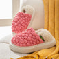 Bubbles Down Cotton Slippers For Women And Men Couples Non-slip Warm House Shoes With Back Heel