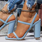 European And American New Style Buckle High Heel Sandals Women's Shoes