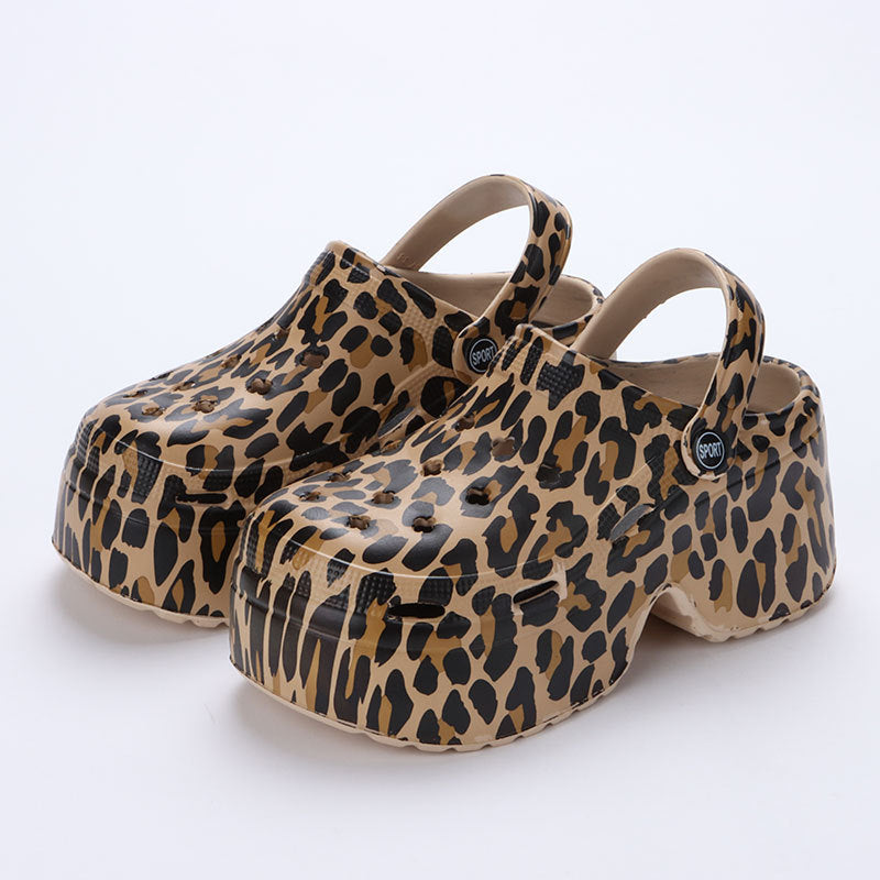 Women's Hole Shoes Summer Wear Leopard Print