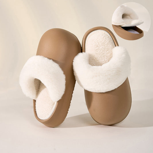 Removable Slippers Winter Waterproof Plush Shoes Household Thick Bottom Detachable Warm Fuzzy Home Slippers Bedroom House Shoes Women