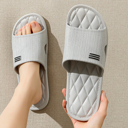 New Lozenge Texture Design Home Slippers Women Men Summer Indoor Solid Color Anti-Slip Floor Bathroom Shoes For Couple