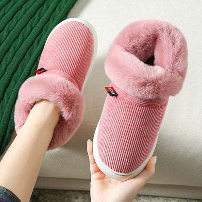 Winter Plush Cotton Shoes For Men And Women Cozy Fluffy Corduroy House Slippers Warm Slip On Fleece House Shoes