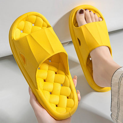 New Woven Texture Non-slip Slippers For Women Summer Indoor Floor Bathroom Home Slipper Men House Shoes