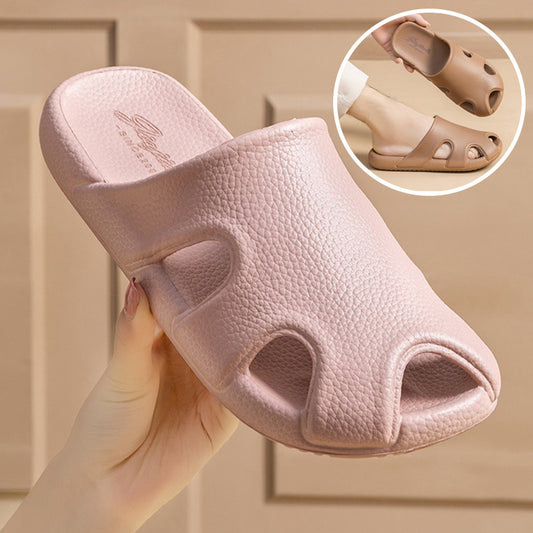 Baotou Hollow Home Slippers Summer Fashion Litchi Pattern Design Soft Sole Anti-Slip Floor Bathroom Slipper Women Men House Shoes