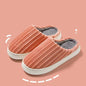 Striped Design Slippers Winter Indoor Warm Thick-soled Home Slippers Women's Plush Cotton Slippers Solid Anti Slip House Shoes