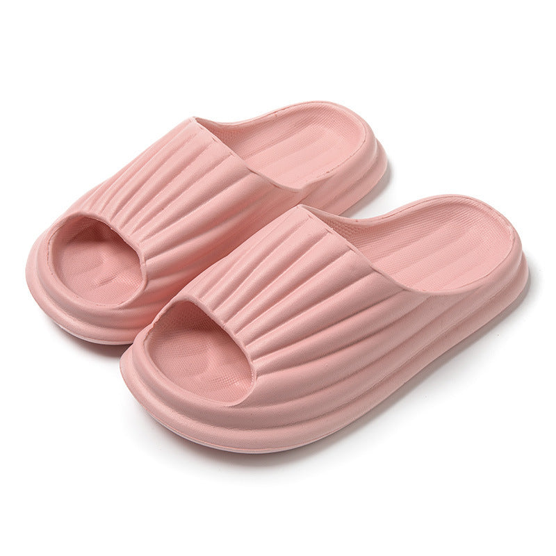 Home Slippers Women Men New Solid Striped Peep-toe Shoes House Floor Bathroom Slippers For Couple