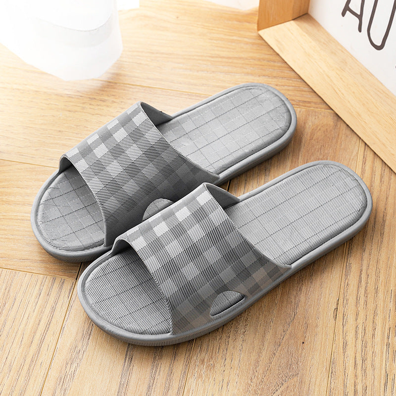 Cute Plaid Print Home Slippers Soft Sole Non-slip Floor Bathroom Shower Slippers For Women And Men House Shoes