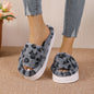 Fashion Winter Slipper Leopard Print Thick-soled Warm Fur Slippers Home Indoor And Wutdoor Shoes