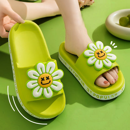 Summer Flower Slippers Women New Fashion Letter Garden Shoes Indoor Anti-Slip Floor Bathroom Bathing Home Slipper