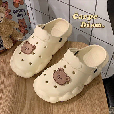 Hole Shoes Female Cute Cartoon Baotou Soft Thick-soled Student Casual Home