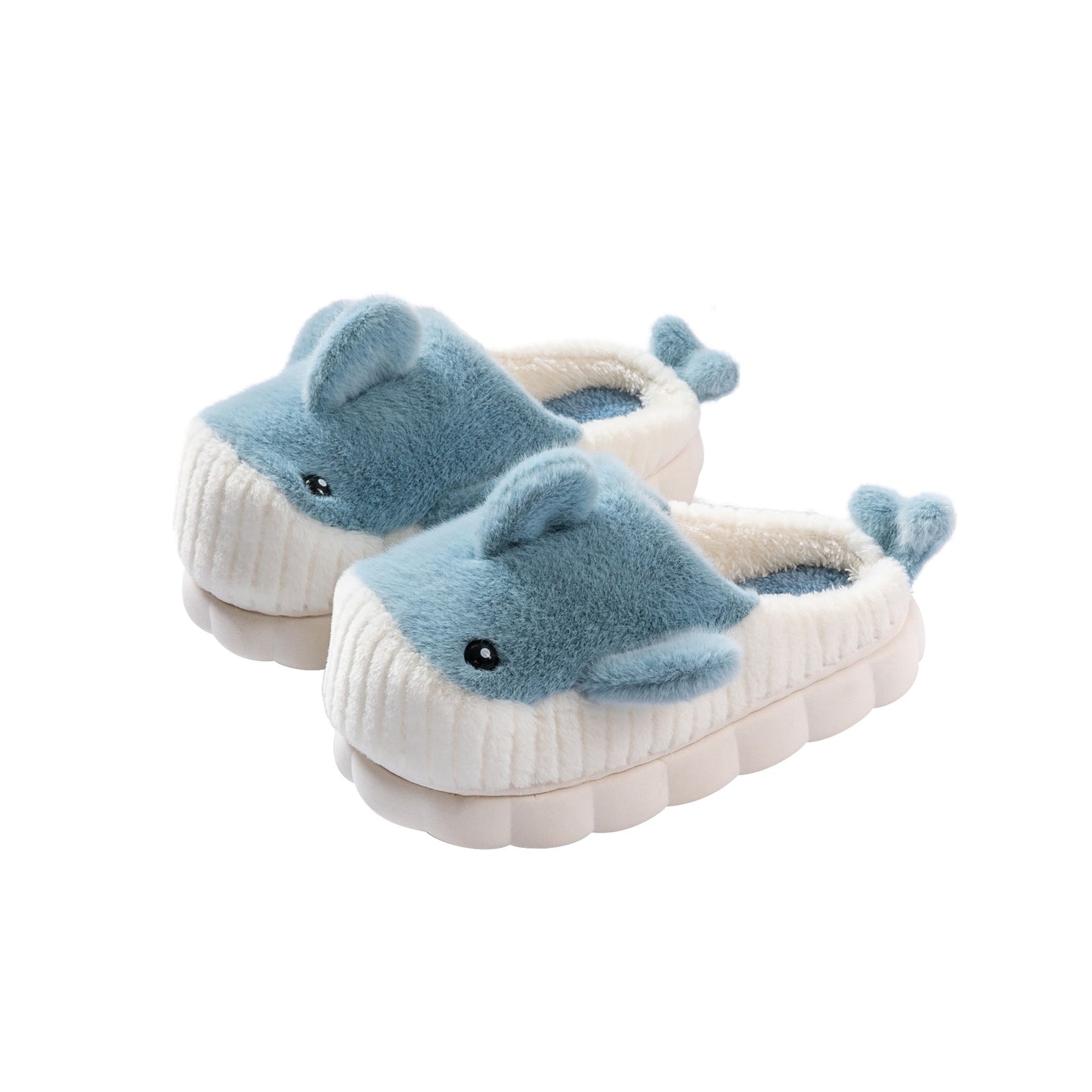 Winter Cute Shark Shoes Women Thick Sole Warm Plush Home Fluffy Slippers Outdoor Garden Indoor Floor House Shoes Dropshipping