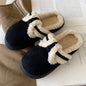 Retro Style Fleece-lined Warm Indoor Comfortable Soft-sole Cotton Shoes