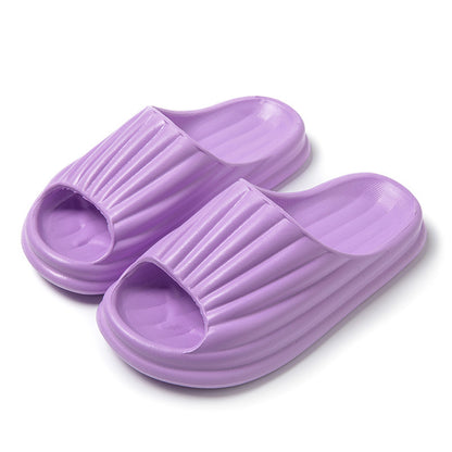 Home Slippers Women Men New Solid Striped Peep-toe Shoes House Floor Bathroom Slippers For Couple