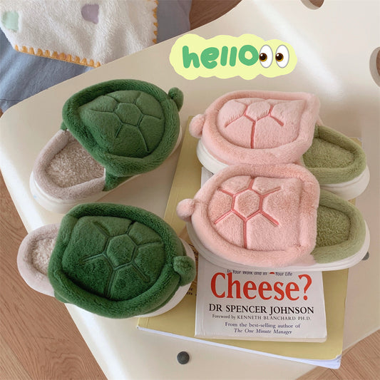 Fleece-lined Creative Little Turtle New Soft Soled Cotton Slipper