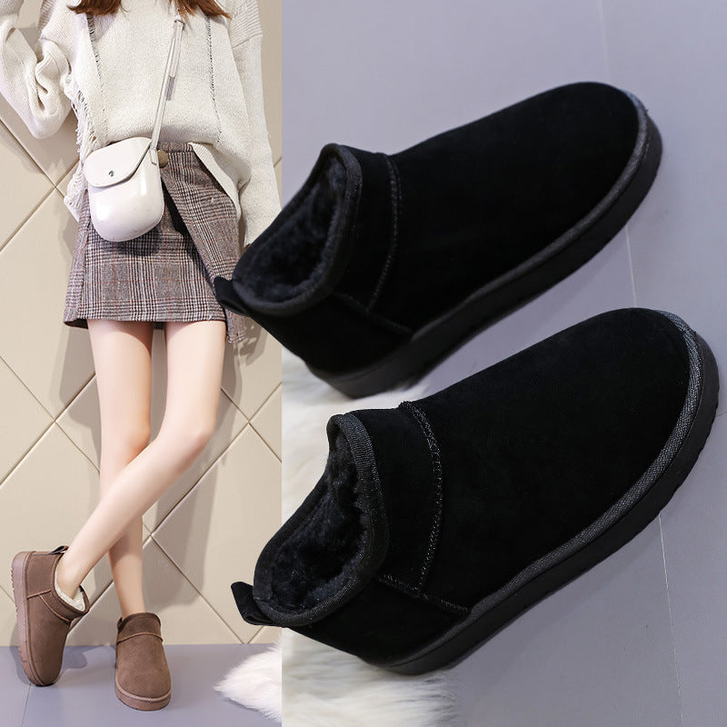 Solid Color Cotton Shoes Casual Sports Short Fleece-lined Boots