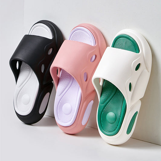 Women's Two-color Slippers For Couple Thick-soled Indoor Floor House Shoes Summer Outdoor Leisure Beach Shoes Women Men