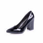 Women's Thick Heel Pointed OL Patent Leather Shoes