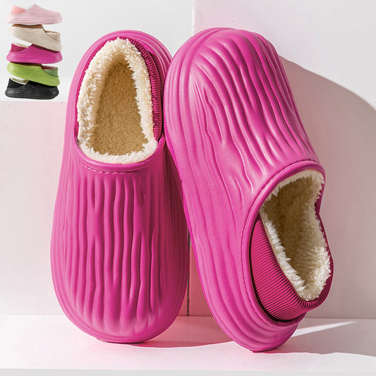 Fashion Thickened Winter Slippers Women's Indoor Outdoor Shoes Home Warm Plush Confinement Shoes